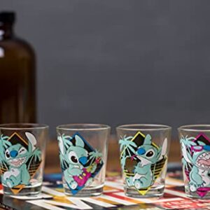 Silver Buffalo Lilo and Stitch Pastel 4pc Mini Glass Set, 1.5-Ounces