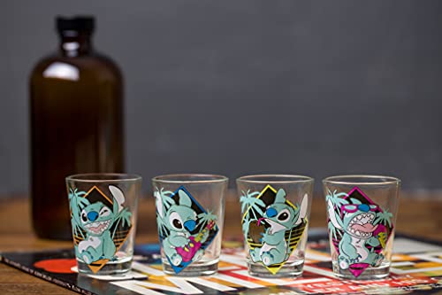 Silver Buffalo Lilo and Stitch Pastel 4pc Mini Glass Set, 1.5-Ounces