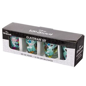 Silver Buffalo Lilo and Stitch Pastel 4pc Mini Glass Set, 1.5-Ounces