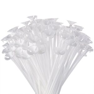 sntieecr 50 pieces white plastic balloon sticks holders with balloon cups for wedding, birthday, party, anniversary decorations