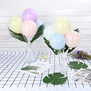 Sntieecr 50 Pieces White Plastic Balloon Sticks Holders with Balloon Cups for Wedding, Birthday, Party, Anniversary Decorations
