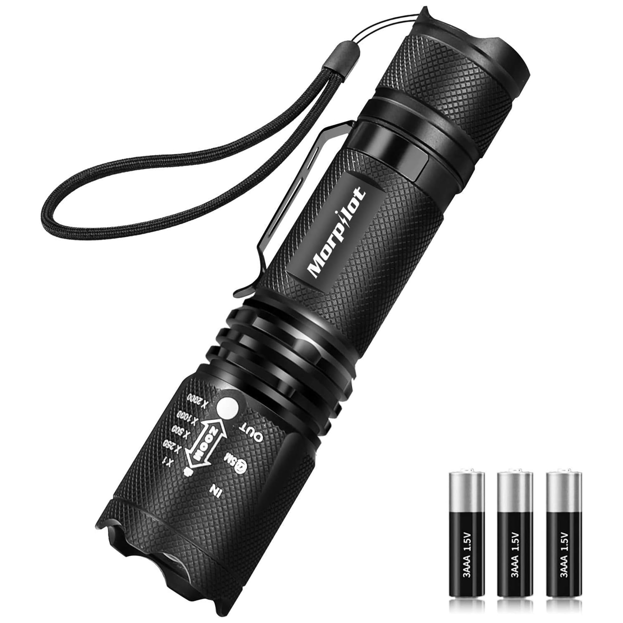 Morpilot Blacklight Flashlights, 2 in 1 LED UV Blacklight with 500LM Highlight, 4 Modes, 395nm Black Light Flashlight for Pet Urine/Scorpion Detection/Night Fishing/Travel/Camping, 2pcs