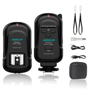 aodelan wireless flash trigger transmitter and receiver | 2.4 ghz frequency | for canon, nikon, olympus, panasonic, pentax, fuji, samsung,sony(except sony flashes)