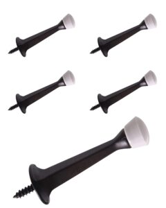 door stops 3 inch rigid with rubber pin oil rubbed bronze black, 5 pack | howtool