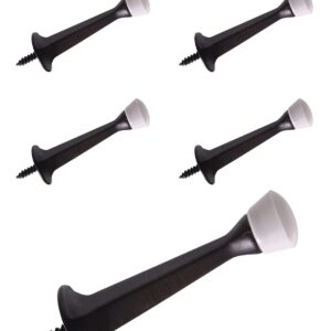 Door Stops 3 Inch Rigid with Rubber Pin Oil Rubbed Bronze Black, 5 Pack | HOWTOOL