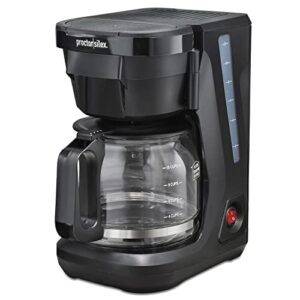 proctor silex frontfill drip coffee maker, 12 cup glass carafe, black and silver (43680ps)