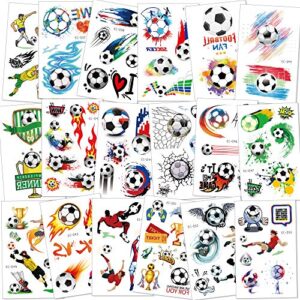 konsait football tattoos soccer ball tattoos kids children temporary transfer tattoos boys birthday party bag & stocking fillers, 142pcs