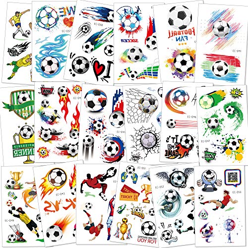 Konsait Football Tattoos Soccer Ball Tattoos Kids Children Temporary Transfer Tattoos Boys Birthday Party Bag & Stocking Fillers, 142PCS