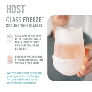 Host Freeze Cooling Glasses, Freezer Gel Stemless Wine Glasses for Red & White Wine, Insulated Glass with Silicone Band, Set of 2, 8.5 oz