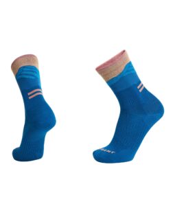 le bent lucy ultra light 3/4 crew trail merino wool sock for trail running, road running, and hiking - morrocan blue - small