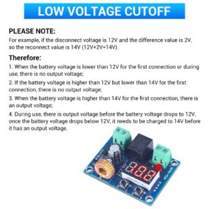 2 PCS Low Voltage Cutoff, Icstation DC 12V-36V Low Voltage Disconnect 20A Over Discharge Protection Low Voltage Protector Disconnect Switch Module for Lead Acid Lithium Battery Solar Panel Light