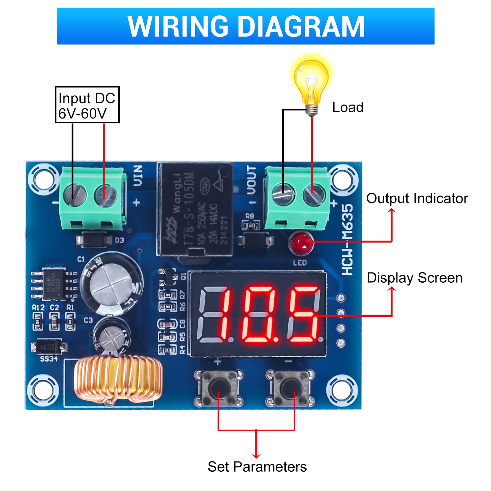 2 PCS Low Voltage Cutoff, Icstation DC 12V-36V Low Voltage Disconnect 20A Over Discharge Protection Low Voltage Protector Disconnect Switch Module for Lead Acid Lithium Battery Solar Panel Light