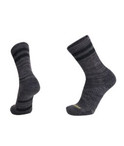 le bent light 3/4 crew trail merino wool sock for trail running, road running, and hiking - black marle - medium