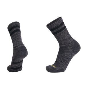 Le Bent Light 3/4 Crew Trail Merino Wool Sock for Trail Running, Road Running, and Hiking - Black Marle - Medium