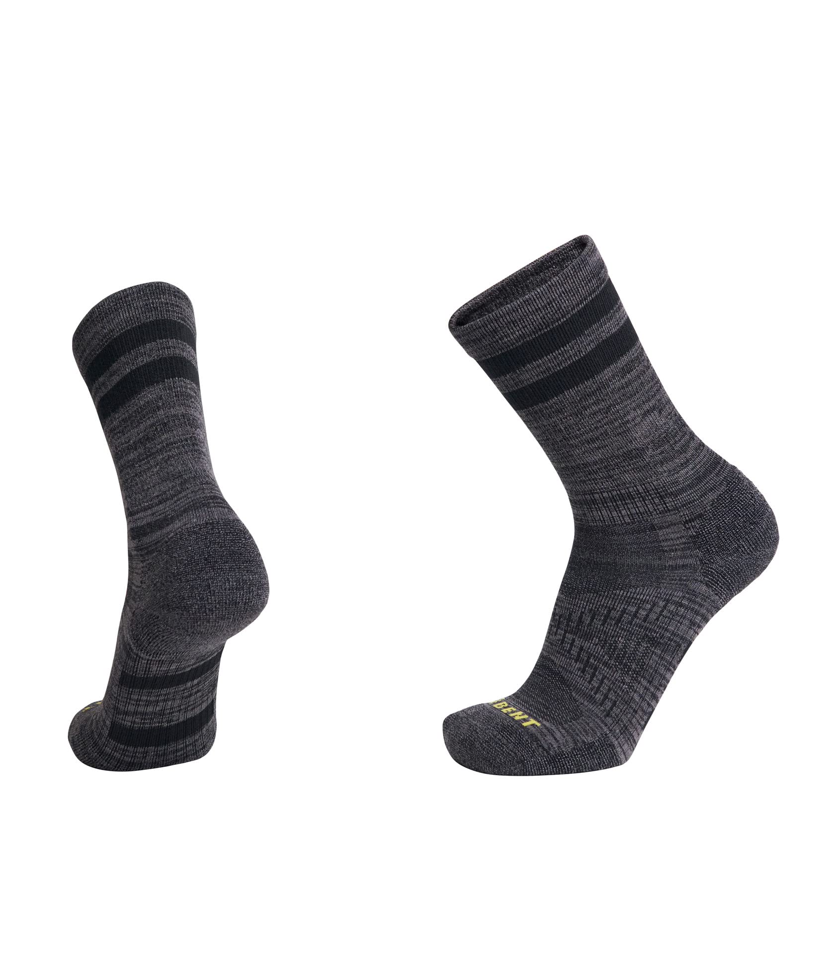 Le Bent Light 3/4 Crew Trail Merino Wool Sock for Trail Running, Road Running, and Hiking - Black Marle - Medium