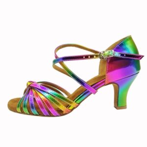 HIPPOSEUS Latin Dance Shoes for women Salsa Performance Dancing Shoes High Heel,Rainbow,Model U-YCD4, 9 B(M) US