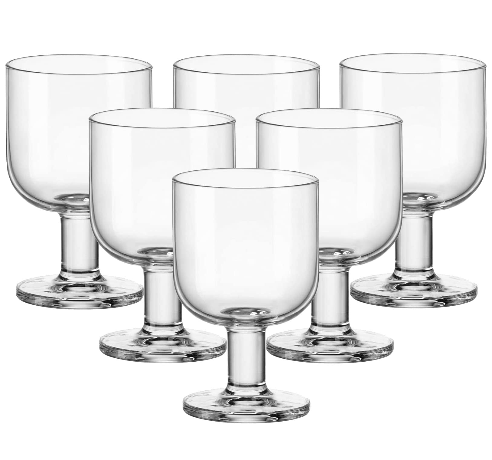 Bormioli Rocco Hosteria Set Of 6 Stackable Wine Glasses, 6.75 Oz. Goblet, Clear Tempered Glass, Made In Italy.