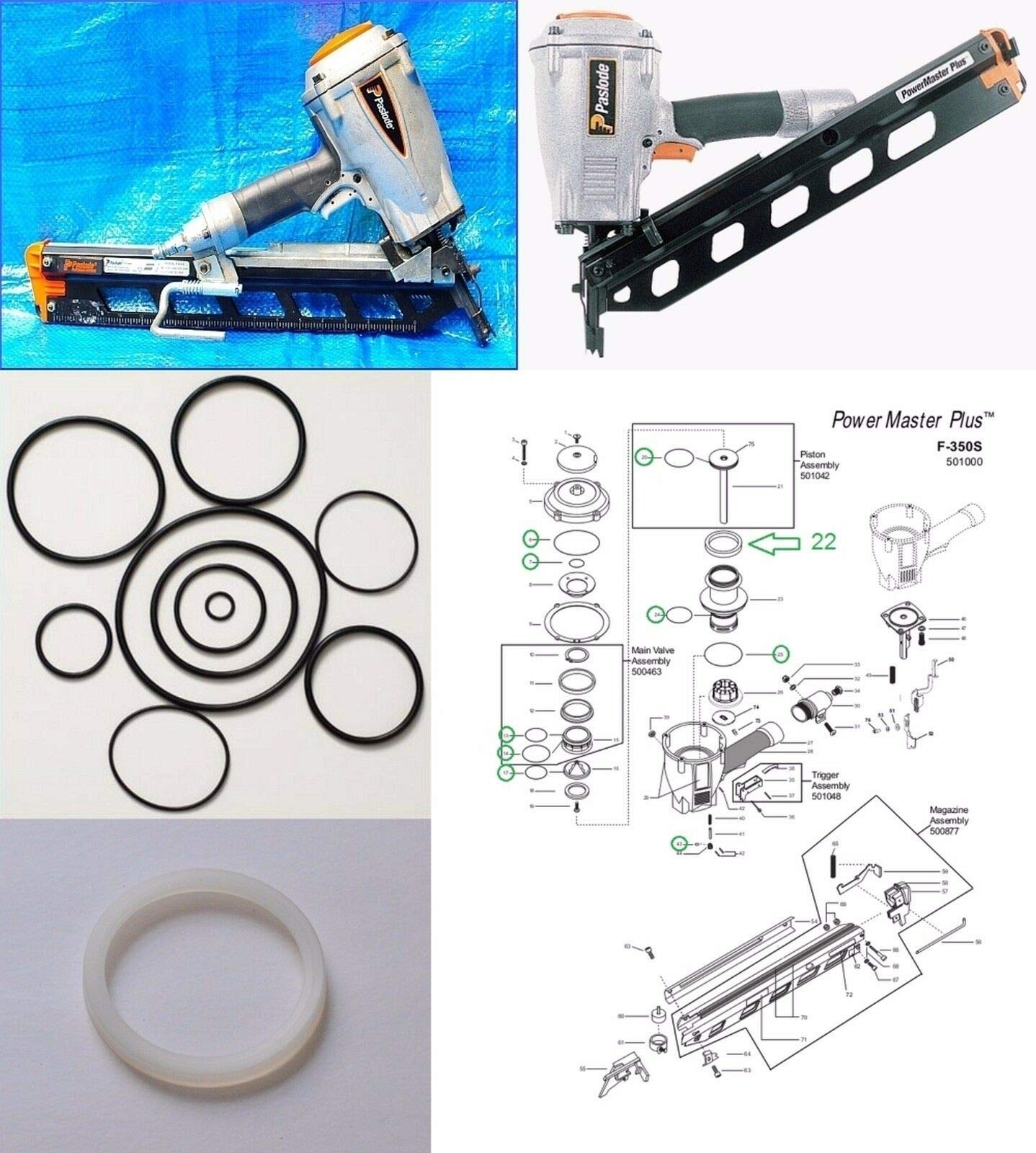 HAKATOP O-Ring Rebuild Kit for Paslode Framing Nailer F350-S With 402011 Cylinder Seal