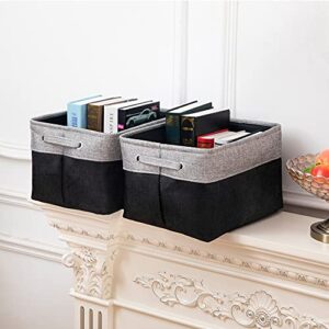 WEHUSE Large Storage Baskets for Closet Shelves, 15.8 L x 12 W x 10 H Inches Foldable Fabric Storage Bins, Set of 3