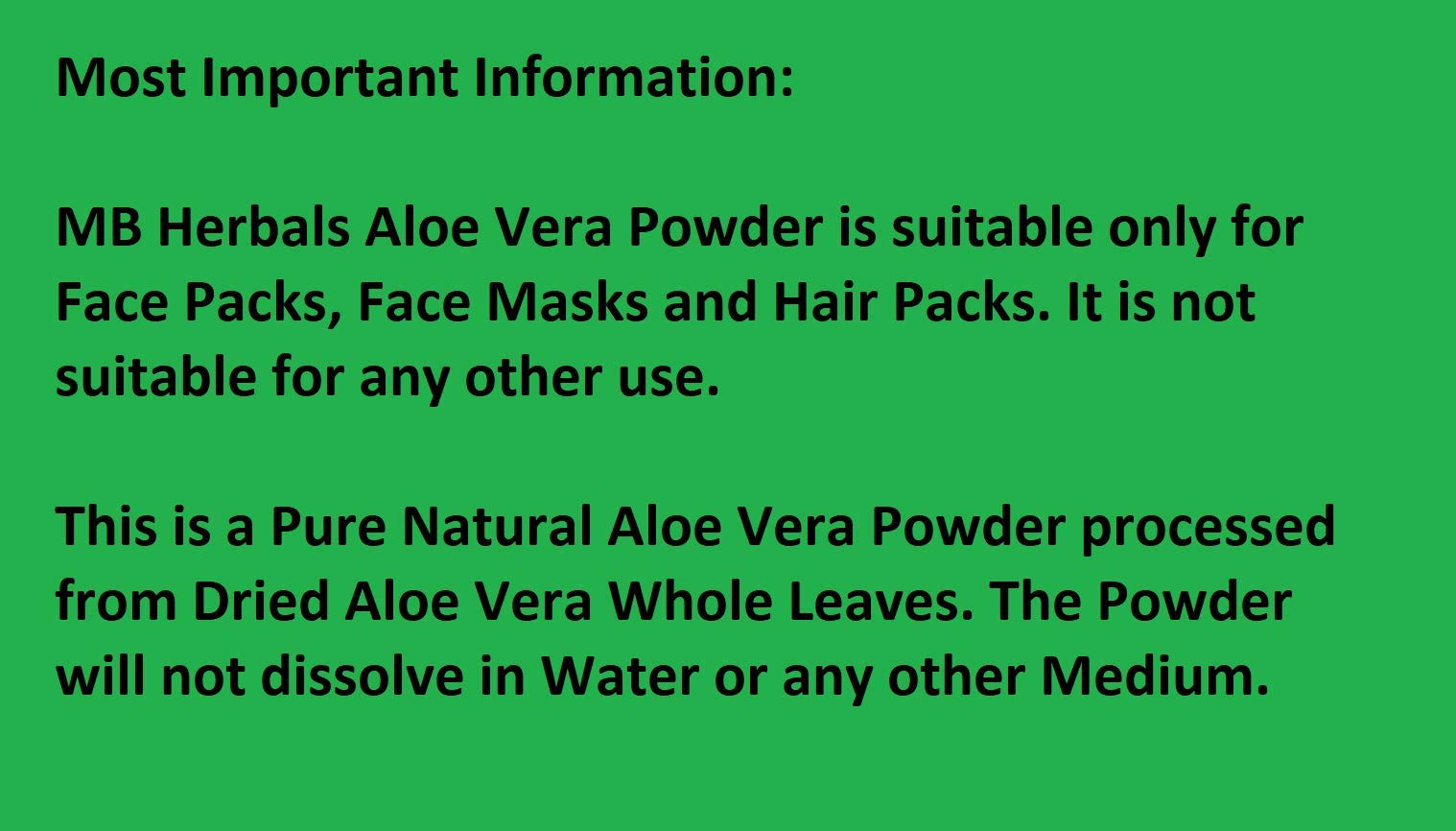 MB Herbals Aloe Vera Powder 3.5 oz / 100 Gram | Aloe barbadensis Powder | Natural Skin Moisturizer | Promotes Hair Growth | for External Use Only