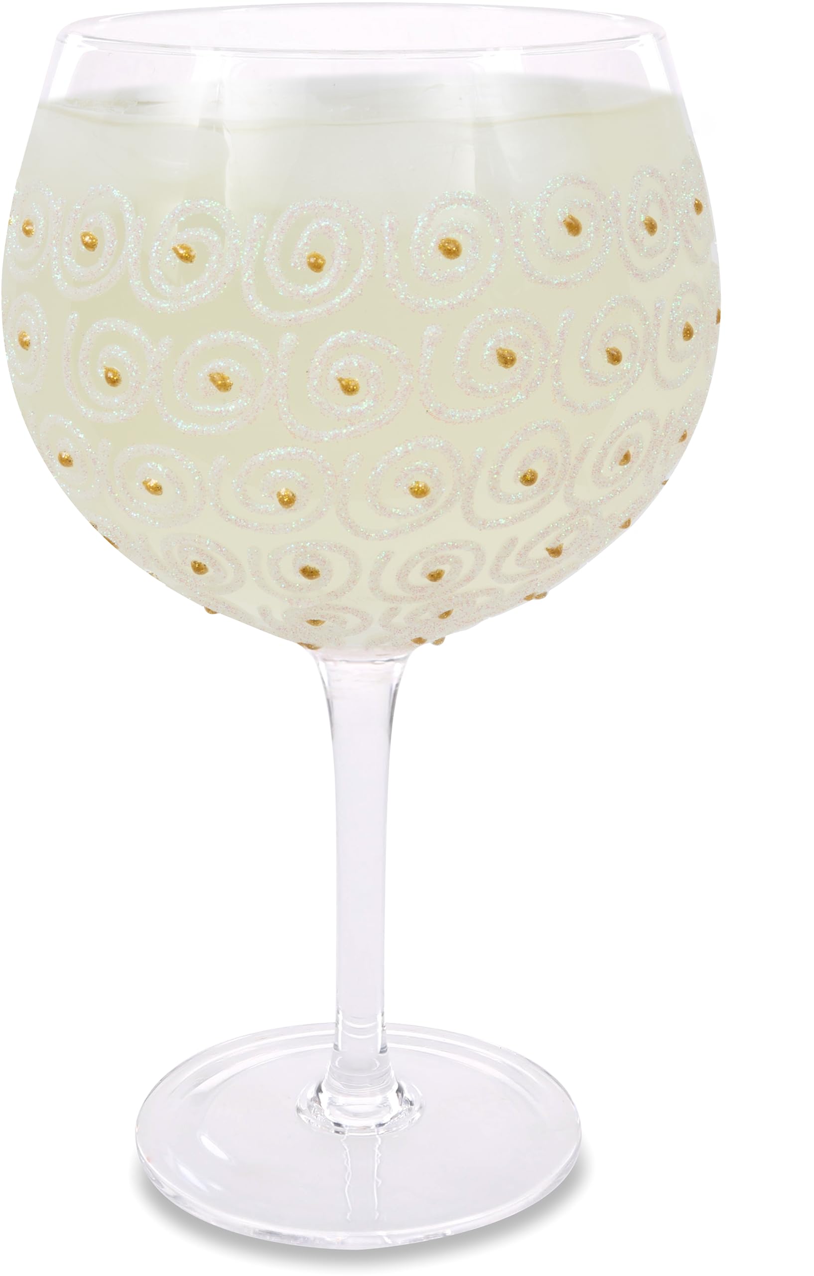 Pavilion Gift Company 24 Oz Hand Painted Large Glass Wine A Little Laugh A Lot-White Sparkle Swirl, Gold