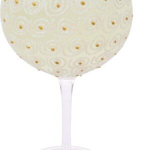 Pavilion Gift Company 24 Oz Hand Painted Large Glass Wine A Little Laugh A Lot-White Sparkle Swirl, Gold