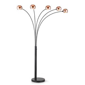 homeglam orbs 5 lights arc floor lamp, dimmer switch, bulbs included (bronze/copper)