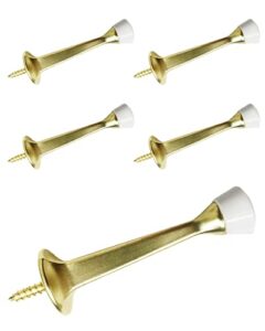 door stops 3 inch rigid wall mounted with rubber tip champagne brass, 5 pack | howtool