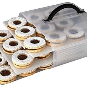 Cookie and Cake Carrier Container with Handle and Lid 4 Trays Cupcake Storage Transport Holder Box 2 Devil Eggs Trays Included