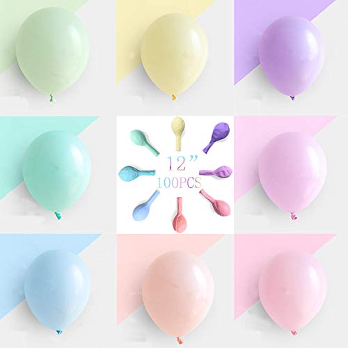 Brontothere Pastel Party Balloons 12 inches 100pcs Assorted Color Birthday Balloons Kid's Baby Shower Balloons