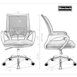 Ergonomic Office Chair Mesh Cheap Desk Chair Task Computer Chair Lumbar Support Modern Executive Adjustable Rolling Swivel Chair for Back Pain, White