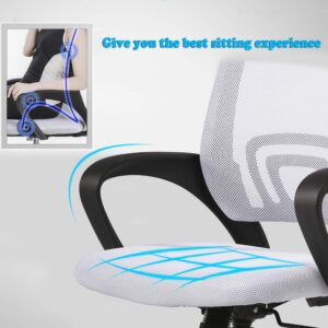 Ergonomic Office Chair Mesh Cheap Desk Chair Task Computer Chair Lumbar Support Modern Executive Adjustable Rolling Swivel Chair for Back Pain, White