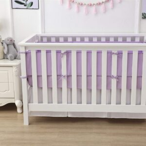 Belsden 3 Pack Microfiber Durable Crib Sheets Fitted, Silky Soft Smooth Breathable Baby Sheets Set for Girls, 28''x52 Fits Standard Crib and Toddler Mattresses, Light Purple + Pink + White Colors