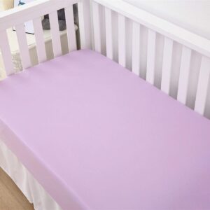 Belsden 3 Pack Microfiber Durable Crib Sheets Fitted, Silky Soft Smooth Breathable Baby Sheets Set for Girls, 28''x52 Fits Standard Crib and Toddler Mattresses, Light Purple + Pink + White Colors