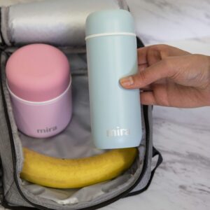 Mira 7oz Insulated Small Thermos Flask | Kids Vacuum Insulated Water Bottle | Leak Proof & Spill Proof | Pearl Blue