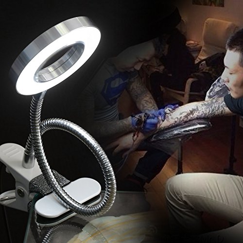 Rotekt Portable Tattoo LED Lamp, LED Desk Lamp with Clamp, Warm/Cold Light LED USB with Clip for Eyebrow Tattoo Manicure Eyelash Extension and Reading