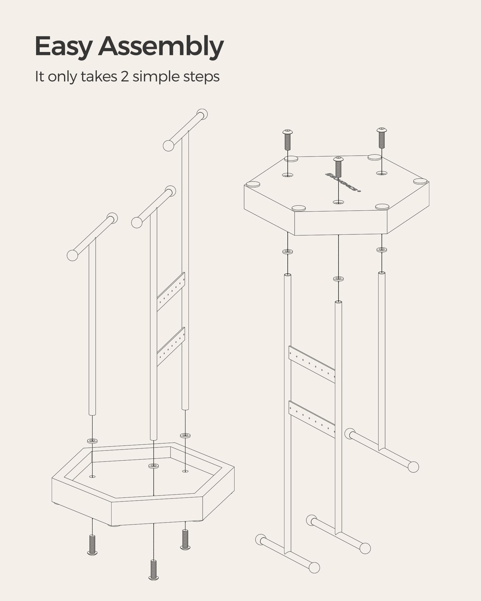 SONGMICS Jewelry Holder, Jewelry Organizer, 4 Independent Zones, Jewelry Display Stand with Metal Frame, Necklace Earring Bracelet Holder, for Rings, Black and Caramel Brown UJJS03CB