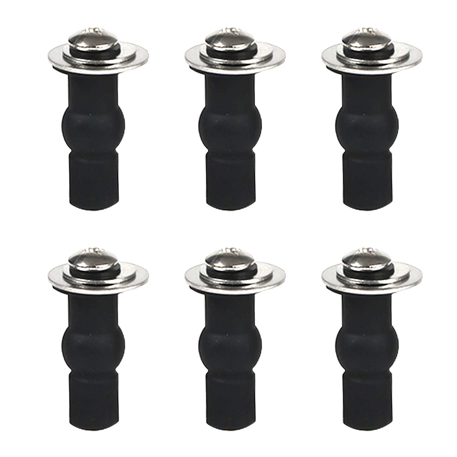 Hibbent 6 Pack Universal Toilet Seat Hinges Screw, Toilet Seat Hinges Blind Hole fixings Expanding Rubber Top Fix Nuts Screws for Top Mounting Toilet Seat Hinges-3 Pairs (with One Expandable Ball)