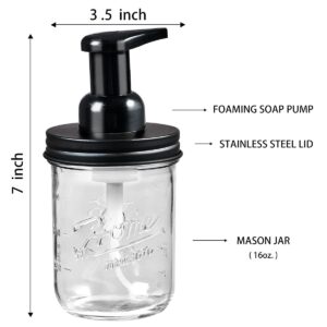 Mason Jar Bathroom Accessories Set - Includes Mason Jar Foaming Hand Soap Dispenser and Toothbrush Holder - Rustic Farmhouse Decor Apothecary Jars Bathroom Countertop and Vanity Organizer (Black)