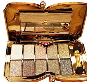 Bernecy Glitter Eyeshadow Palette,10 Colors Sparkle Shimmer Eye Shadow Highly Pigmented Long Lasting Makeup Set Gold (Type 5), Small