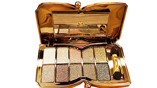 Bernecy Glitter Eyeshadow Palette,10 Colors Sparkle Shimmer Eye Shadow Highly Pigmented Long Lasting Makeup Set Gold (Type 5), Small