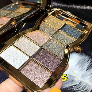 Bernecy Glitter Eyeshadow Palette,10 Colors Sparkle Shimmer Eye Shadow Highly Pigmented Long Lasting Makeup Set Gold (Type 5), Small