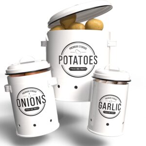 loftastic® potato and onion storage bin (3 pack), onion and potato storage bins, potato storage, onion storage, potato storage for pantry, white
