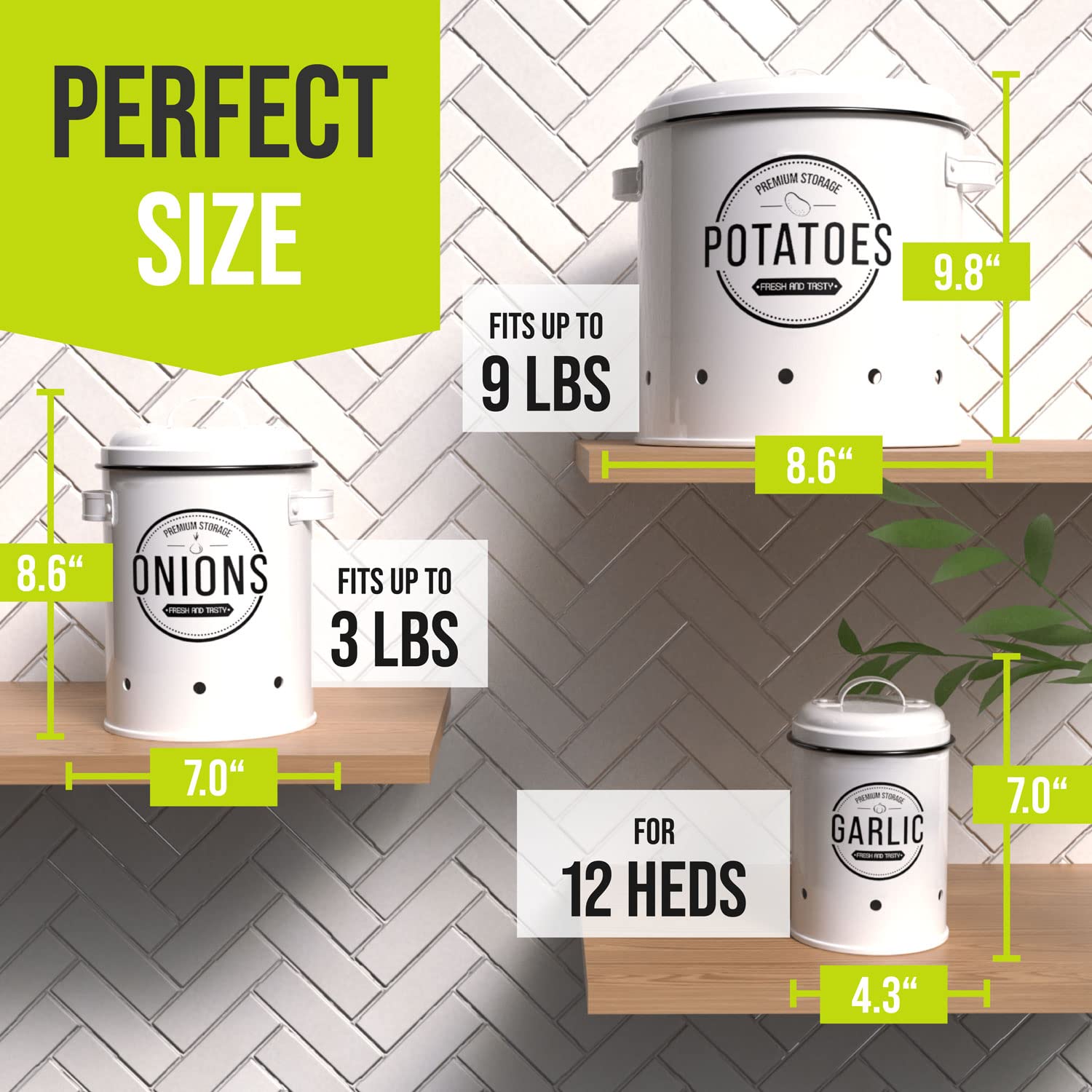 LOFTASTIC® Potato and onion storage bin (3 pack), onion and potato storage bins, potato storage, onion storage, potato storage for pantry, white