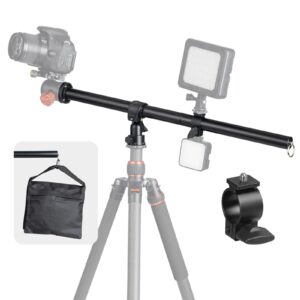 tarion tripod extension arm horizontal centre column boom 12.6" extender 360° rotatable aluminum alloy swivel lock with counterweight sandbag for overhead photography and filming vb-03