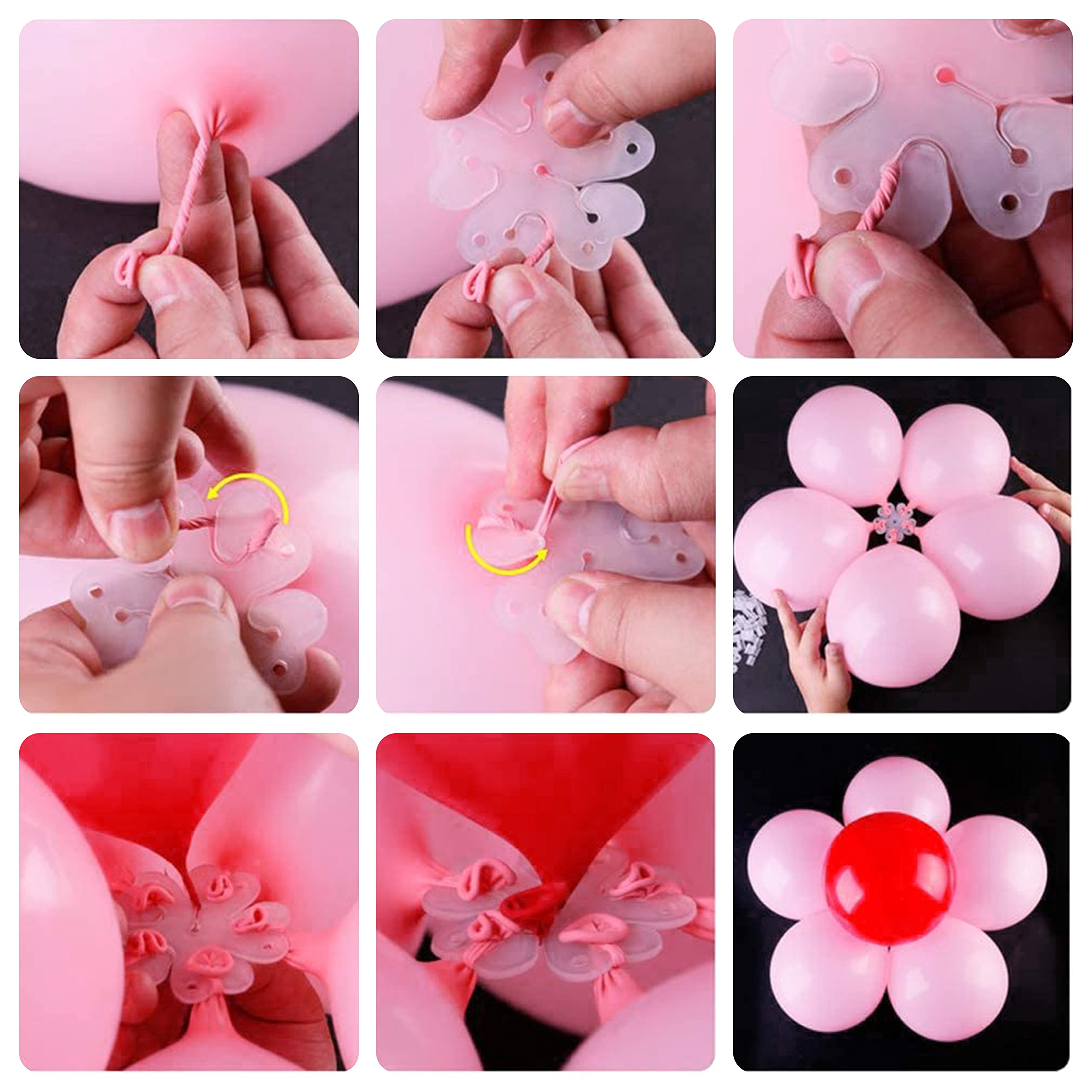 100 Pieces Flower Balloon Clips Balloon Holder Balloon Flower Clips for Balloon Arch for Baby Shower Wedding Event Decorations Birthday Party Supplies (Flower Style)