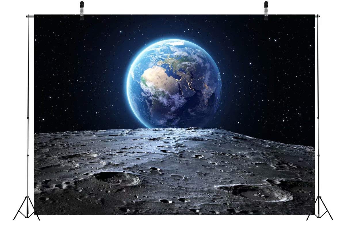 BELECO 7x5ft Fabric Outer Space Backdrop Universe Background Earth Moon Surface Furnished by NASA Planet Stars Photography Backdrop for Birthday Party Decoration Photoshoot Photo Background Props