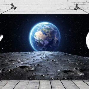 BELECO 7x5ft Fabric Outer Space Backdrop Universe Background Earth Moon Surface Furnished by NASA Planet Stars Photography Backdrop for Birthday Party Decoration Photoshoot Photo Background Props