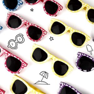 Neliblu Kids Hibiscus Sunglasses Party Favors - Sun Glasses for Beach, Carnival Prizes, and Party Toys - Favorite Luau and Pool Party Treat Bag Fillers - Bulk Stylish Party Sunglasses - Set of 25