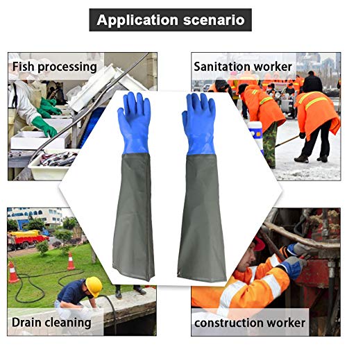 Eiito Drain cleaning gloves,Pond Gloves,Long Rubber gloves,Waterproof Gloves elbow length rubber gloves- 27 Inch Insulated Waterproof Gloves